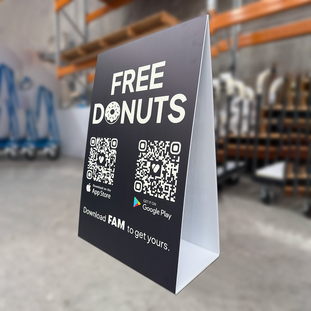 Budget A-Frame Signs A-Frame Signs Vivid Ads 450mm W x 450mm H (X-Small) 5mm Corrugated Plastic Sheets Printed Two Faced Sides