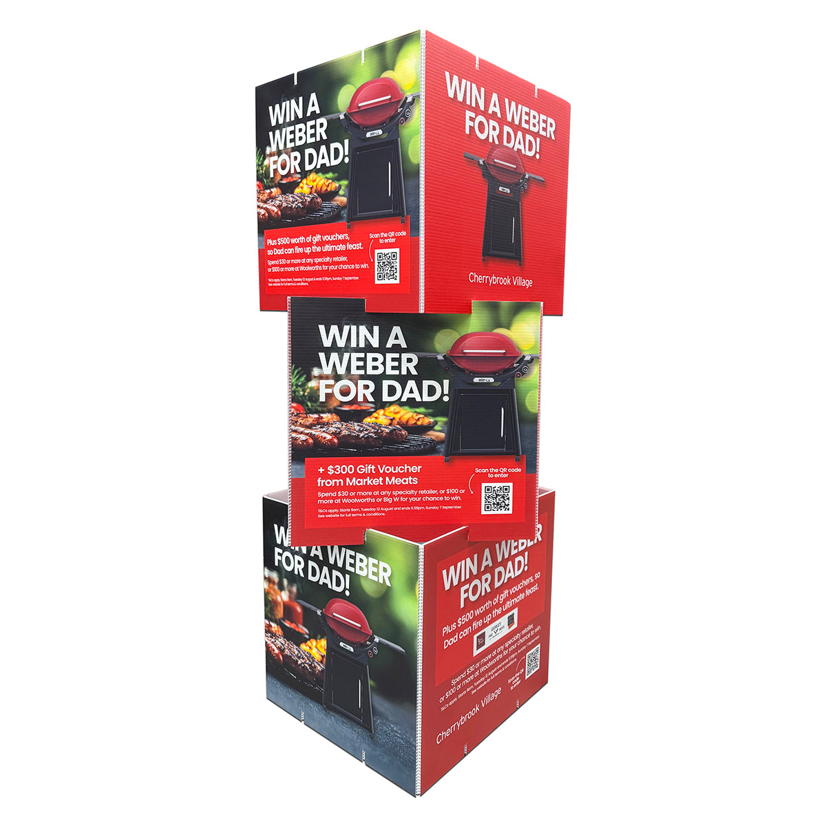 Stackable Cubes Stackable Corflute Cubes Vivid Ads 450mm L x 450mm W x 450mm H/ Cube 5mm - Corrugated Plastic Printed Four Face Sides