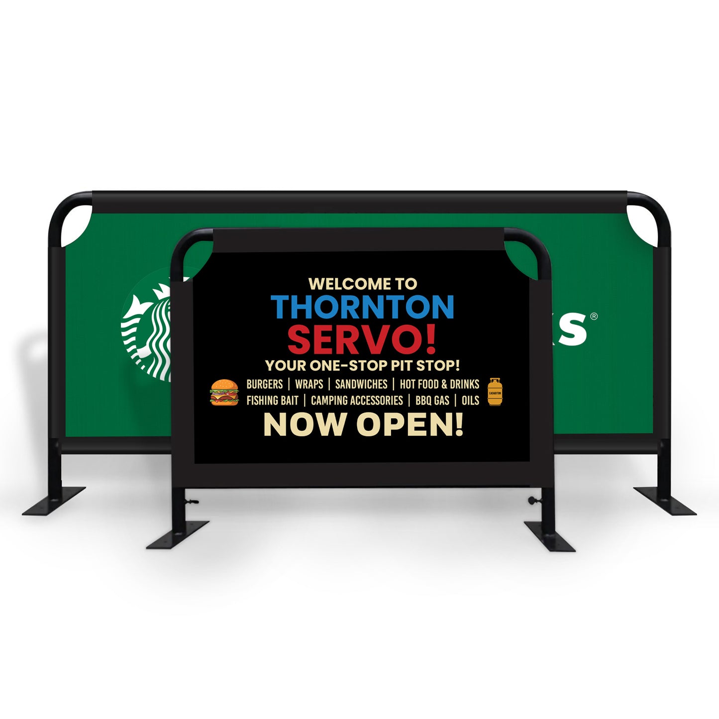 Sidewalk Cafe Barriers Cafe Barriers Vivid Ads Frame + Printed Graphics 1000mm W x 900mm H (Small) Double Sided Print