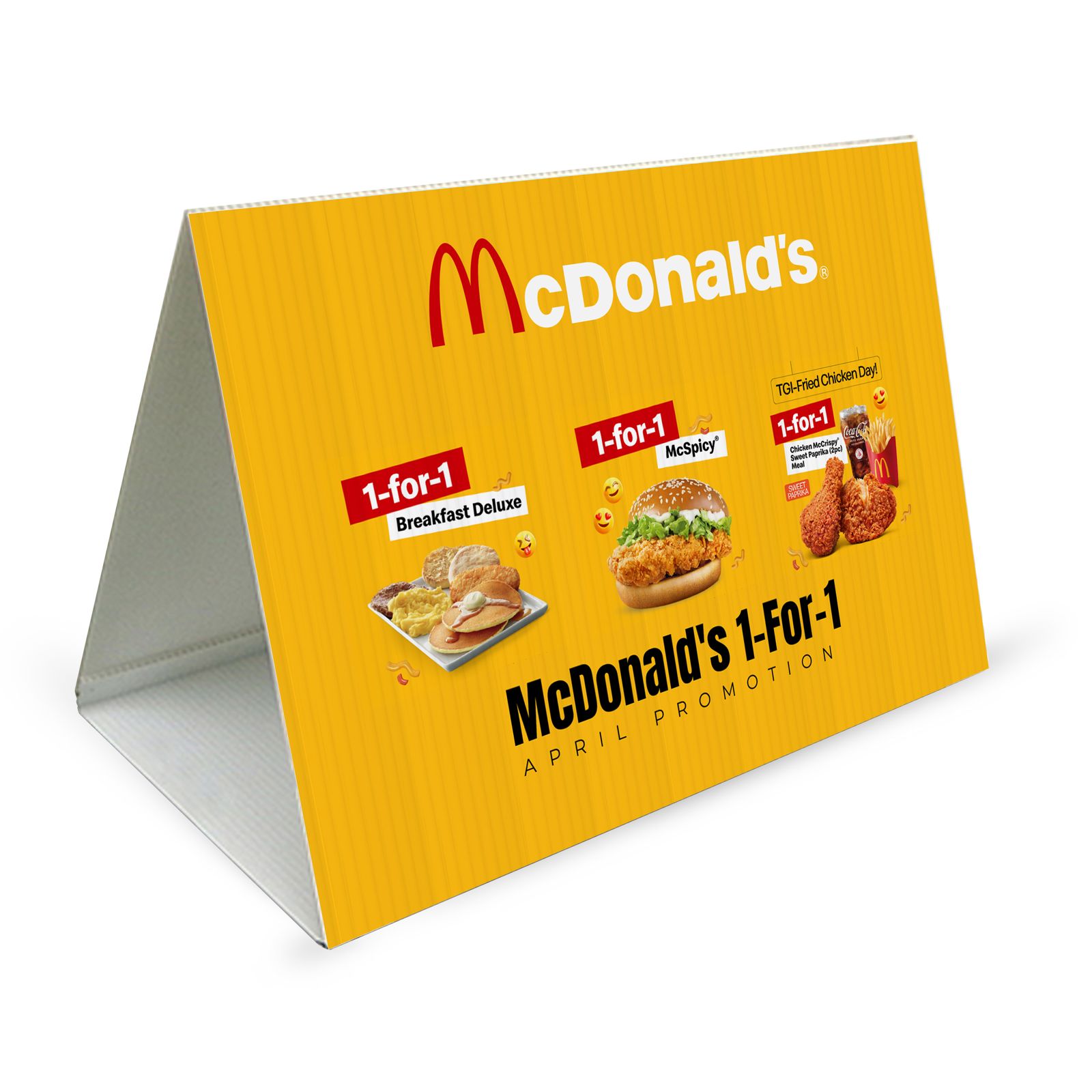 Triangle Roster Signs Rigid Signs Vivid Ads 600mm W x 380mm H (each side) Printed Two Faced Sides 5mm Corrugated Plastic Sheet