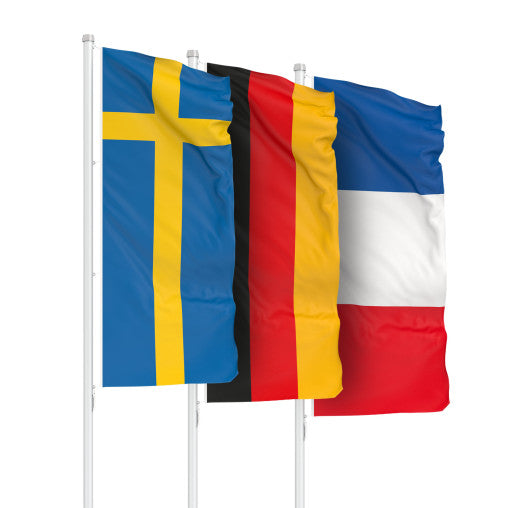 Custom Flagpole Flags Promotional Flags Vivid Ads 685mm W x 1370mm H (Vertical Flag) Single-Sided White header with sister clips