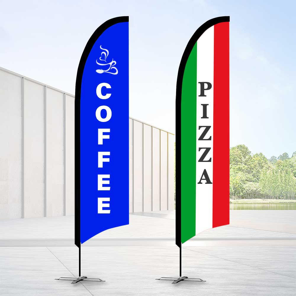 Bow Flags Promotional Flags Vivid Ads Small (2500mm H) Poles + Carry Bag Single-sided Ground Spike - "included for free"
