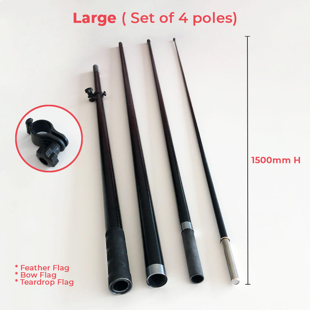 HW - Flag Poles And Accessories Promotional Flags Vivid Ads Teardrop-Large Flag Pole (4200mm H) (No Printed Graphics Included)