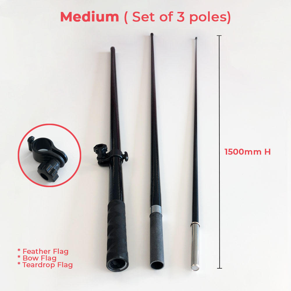 HW - Flag Poles And Accessories Promotional Flags Vivid Ads Teardrop-Medium Flag Pole (3000mm H) (No Printed Graphics Included)