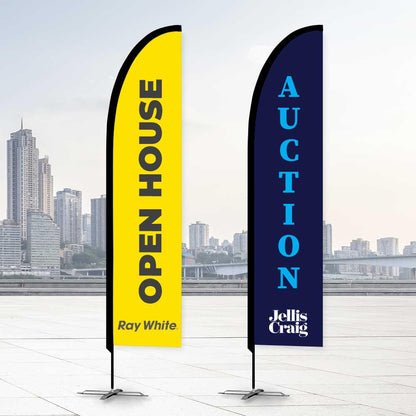 Real Estate Flags Promotional Flags VividAds.com.au Small (2500mm H) Single Sided Ground Spike