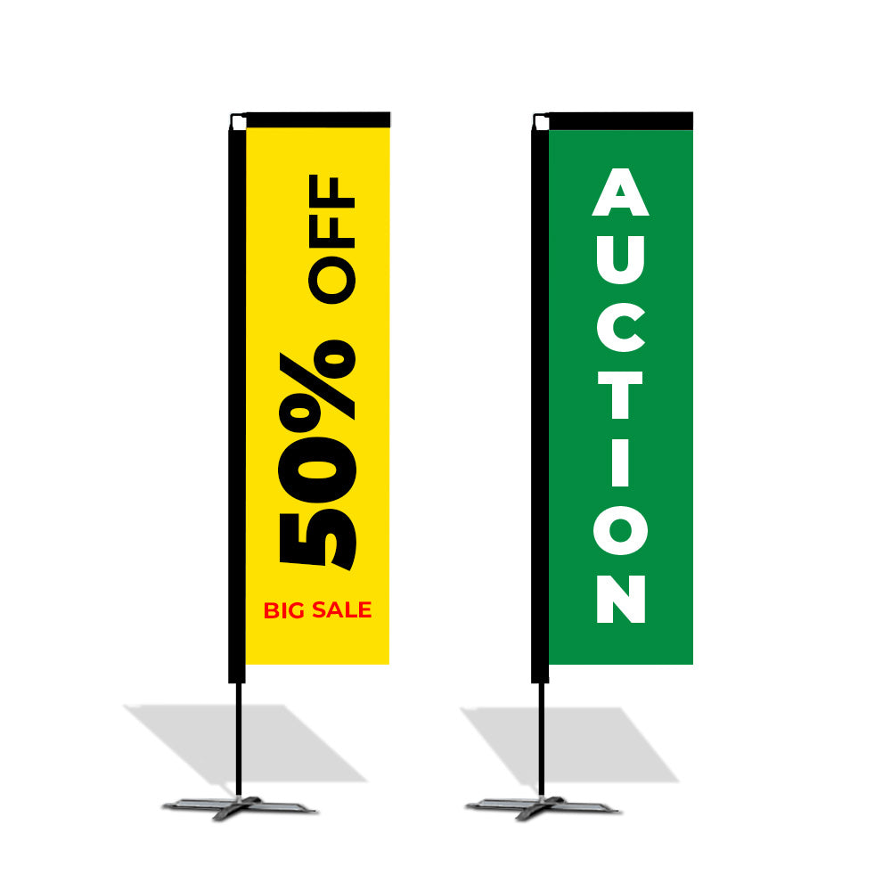 Rectangle Flags Promotional Flags Vivid Ads Medium (2500mm H) Pole + Carry Bag Single-sided Ground Spike "included for free"