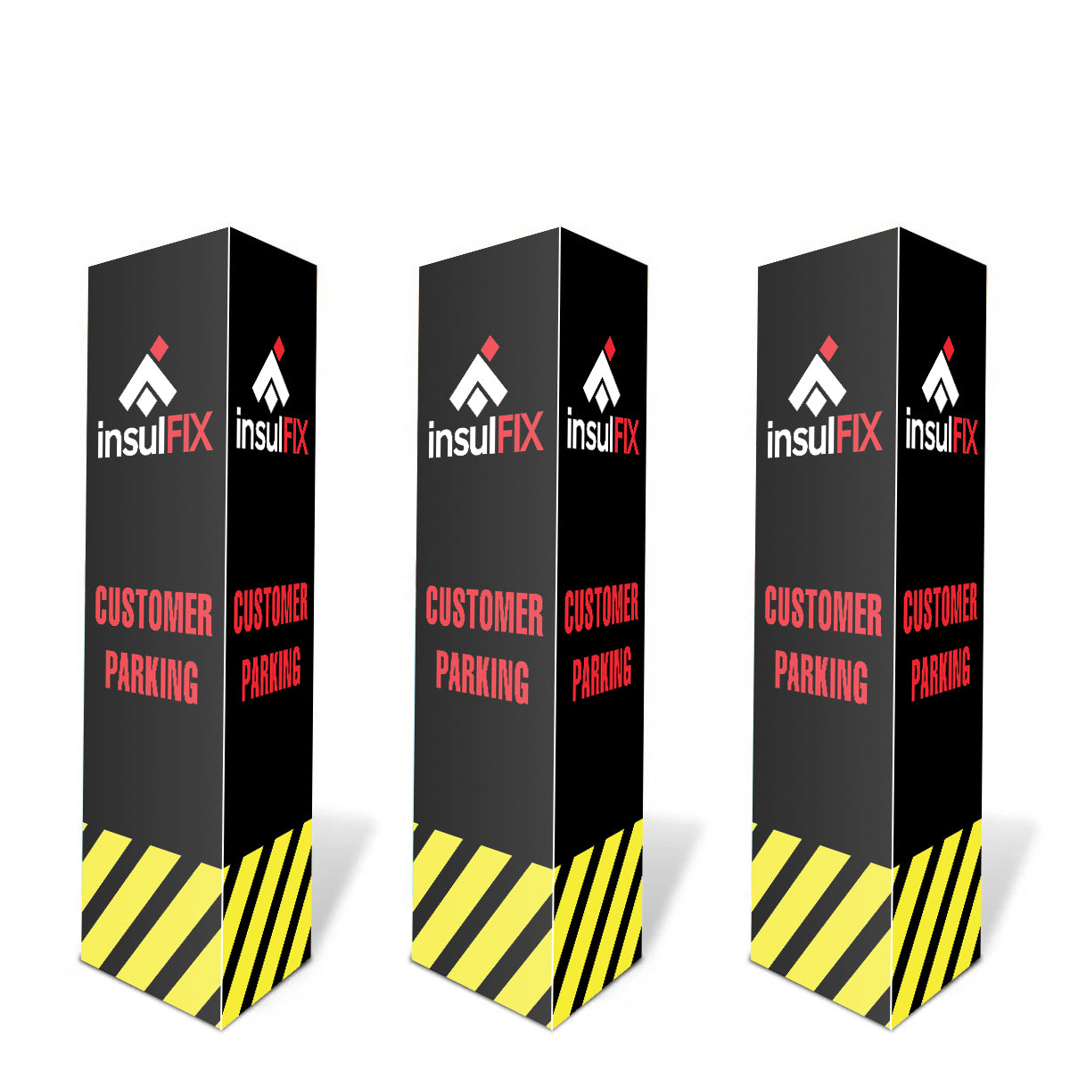 No Parking Bollard Signs Bollard Signs Vivid Ads Triangle (270mm W x 1000mm H - each side) Three Face Sides (Triangle) 5mm - Corrugated Plastic