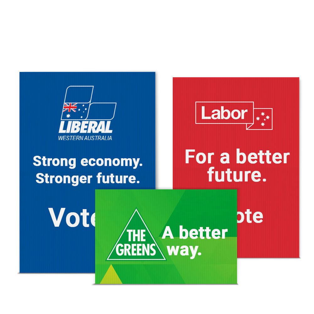 20 x Plastic Election Signs / With Eyelets / Single Sided (600mm W x 900mm H x 3mm) Rigid Signs VividAds Print Room   