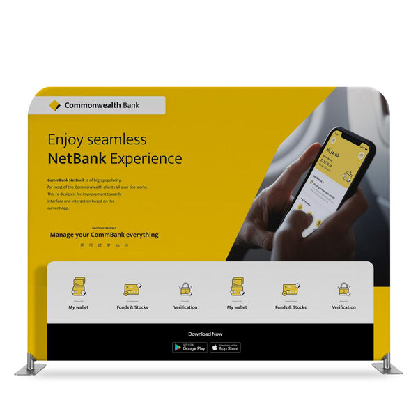 Straight Stretch Fabric Walls Slimline Displays Vivid Ads Frame + Fabric + Carry Bag 1980mm W x 2300mm H - SALE Double-Sided (Double Impact) +AU.$100.00