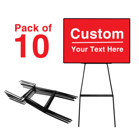 HW Frame - Pointer Sign Stakes OPEN HOUSE SIGNS Vivid Ads Pack of 10pcs / Box Black Metal Stakes (Printed Signs NOT Included)