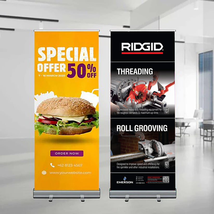 ROLLER BANNER Pull-Up Banner with printed graphics Blockout - Exclusive ROLLER BANNER Pull-Up Banner with printed graphics Blockout - Exclusive