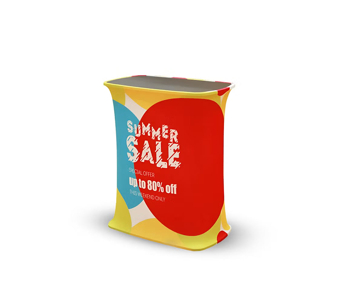 Pump Up Counters Promotional Counters Vivid Ads Frame + Fabric + Carry Bag Fabric Wrap - Printed All 4 Sides 800 W x 480 D x 1000mm H