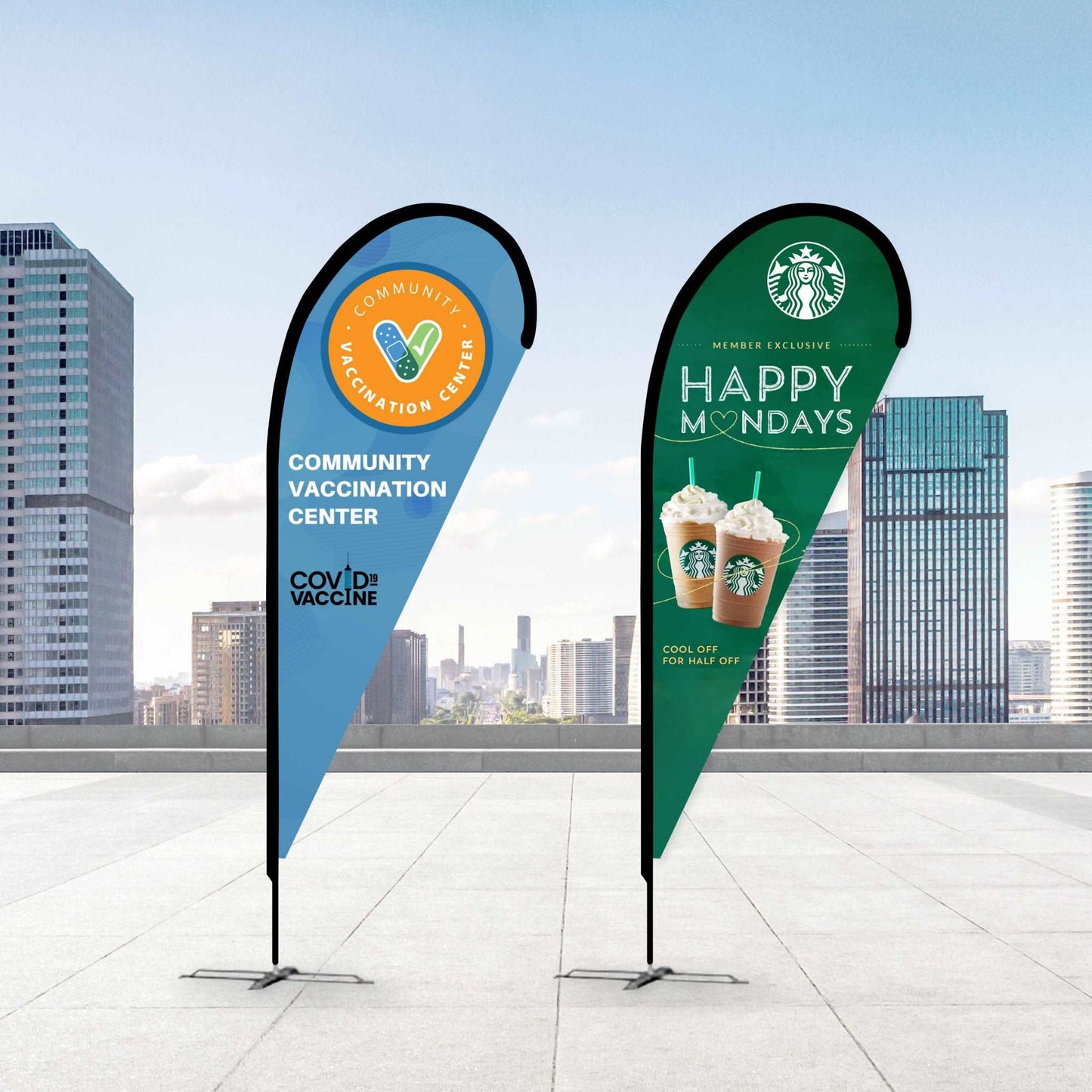 Teardrop banner flags