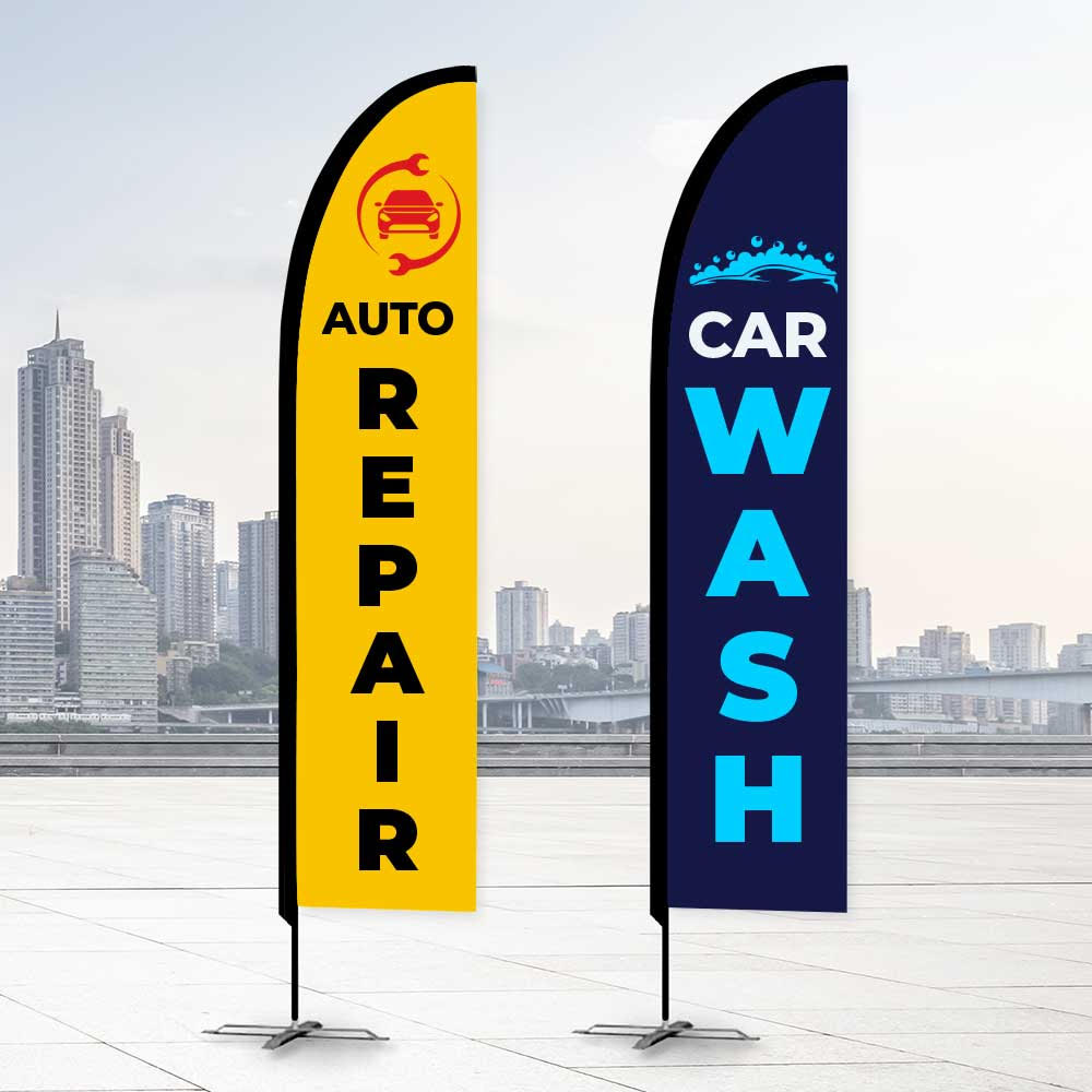 Auto Repairs / Car Wash Flags Promotional Flags VividAds.com.au Small (2500mm H) Single Sided Ground Spike