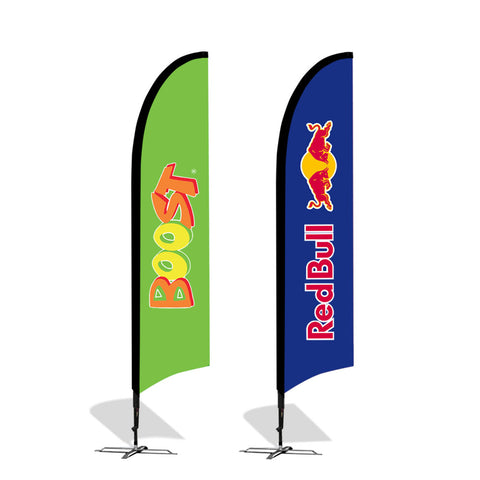 Bow Flags Promotional Flags Vivid Ads Medium (3500mm H) Poles + Carry Bag Single-sided Ground Spike - "included for free"