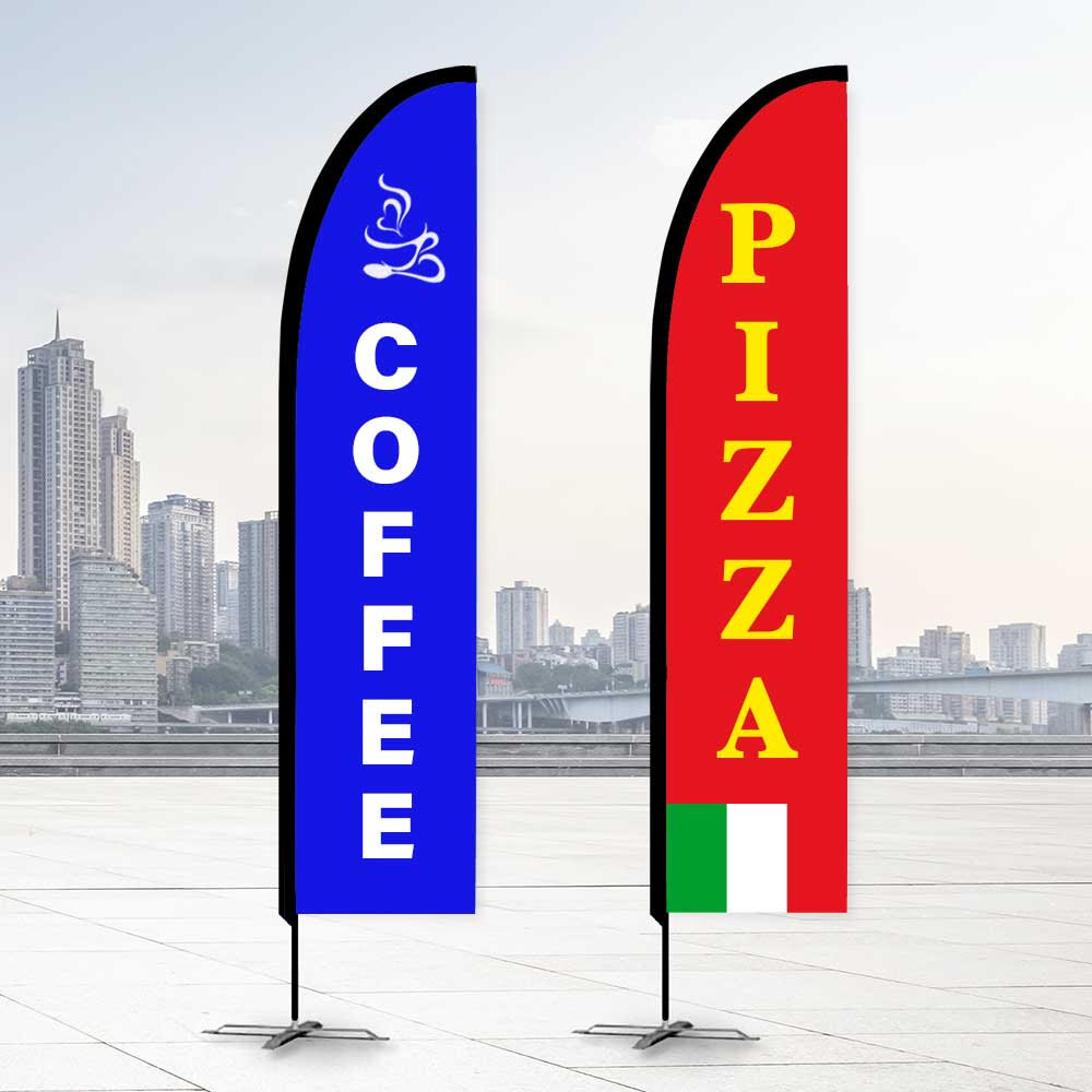 Feather Flags Promotional Flags VividAds.com.au Small (2500mm H) Double Sided Cross Base with Sand/Water Bag
