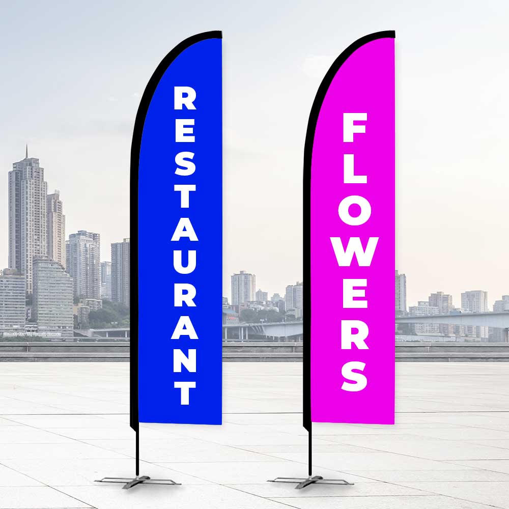 Feather Flags Promotional Flags VividAds.com.au Small (2500mm H) Single Sided Cross Base with Sand/Water Bag