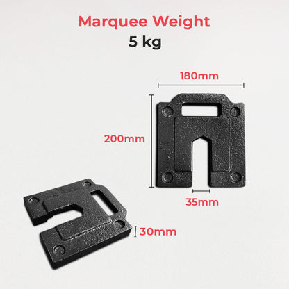 Marquee Weights (5kg)  Vivid Ads Pty Ltd 200mm L x 180mm W (OUT OF STOCK - JUNE 2024) 30mm (3cm) 5kg