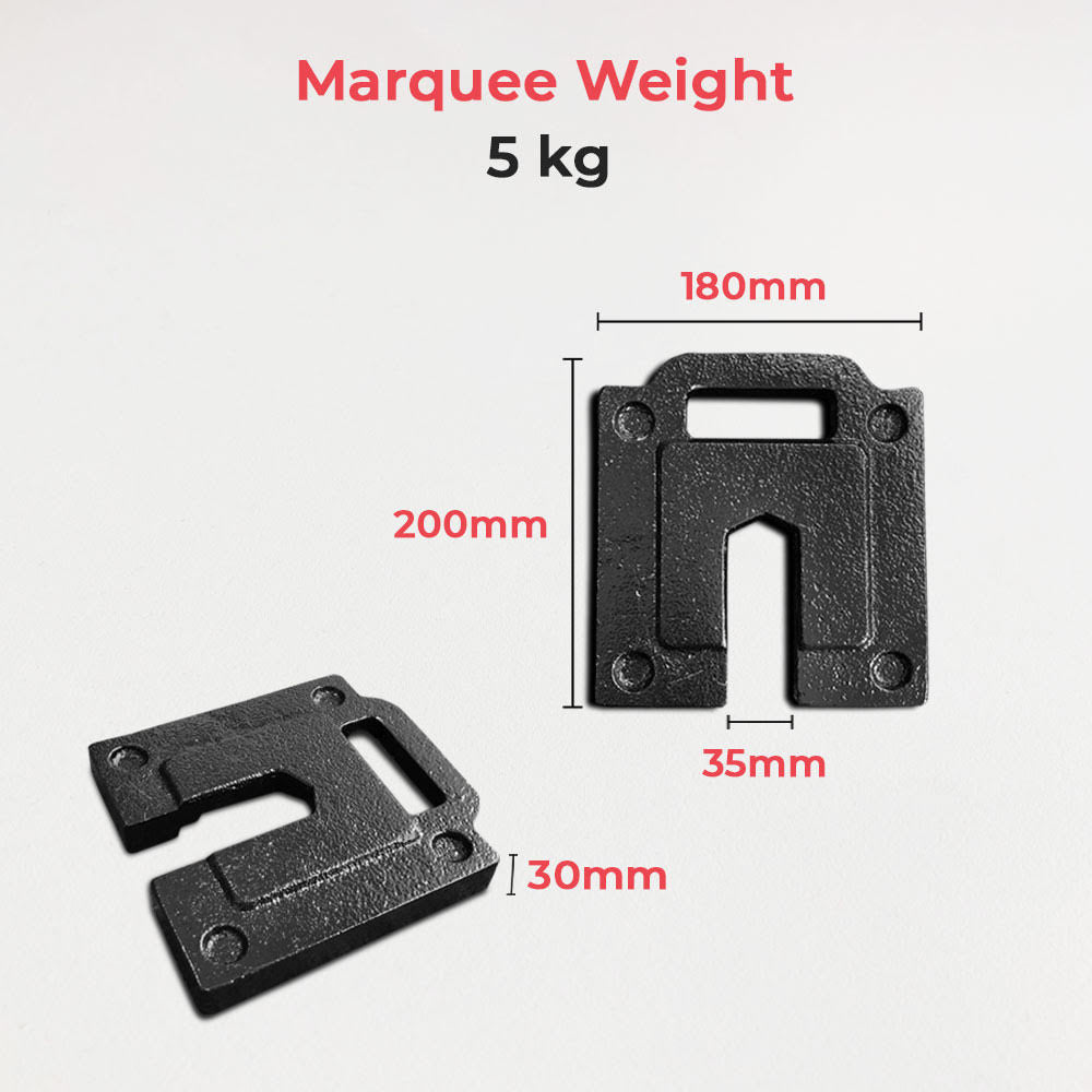 Marquee Weights (5kg)  Vivid Ads Pty Ltd 200mm L x 180mm W 30mm (3cm) 5kg