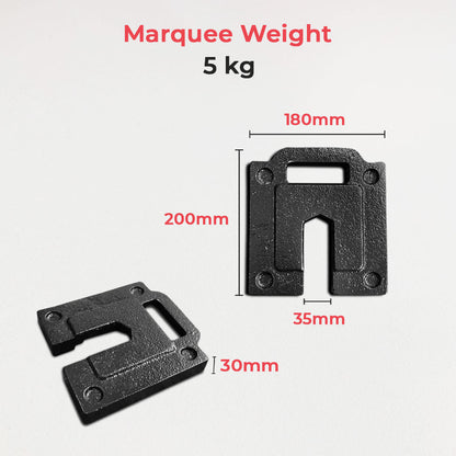 Marquee Weights (5kg)  Vivid Ads Pty Ltd 200mm L x 180mm W 30mm (3cm) 5kg