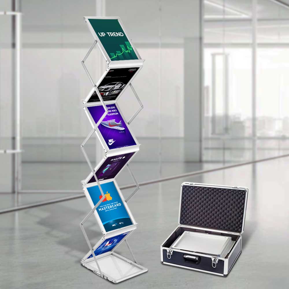 Portable Brochure Stands Brochure Stand Vivid Ads Pty Ltd A4 Size - Flyers / Brochures Hard Carry Case Double Sided (3 tiers each side)