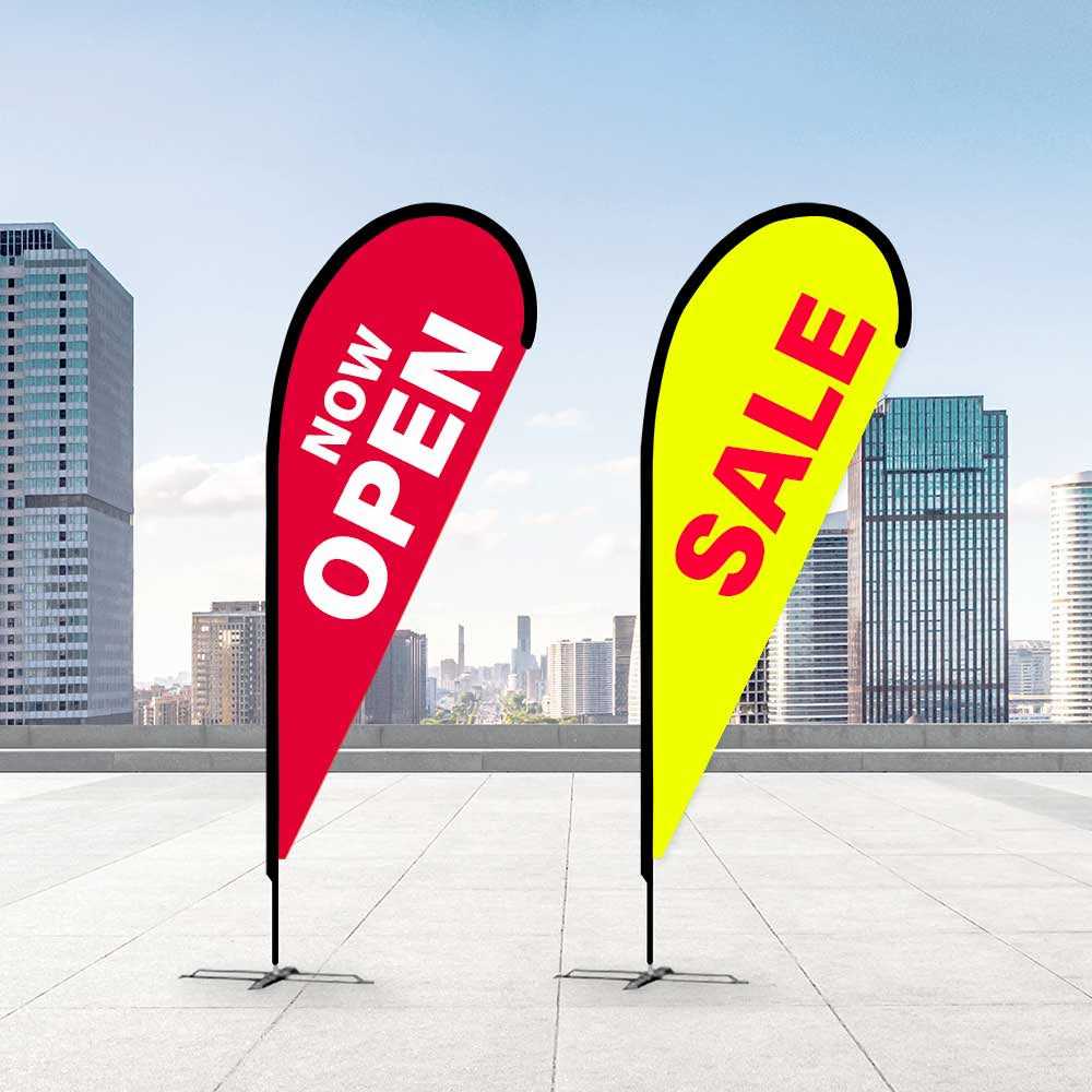 Teardrop Banners Promotional Flags VividAds.com.au Small (2100mm H) Poles + Case Single-sided Ground Spike