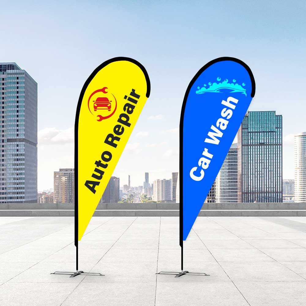 Teardrop Banners Promotional Flags VividAds.com.au Small (2100mm H) Poles + Case Single-sided Premium Cross Base with Water Bag