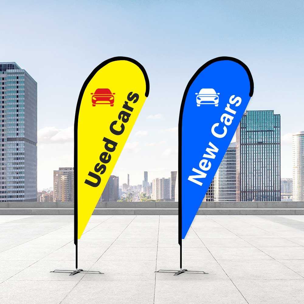 Teardrop Banners Promotional Flags VividAds.com.au Small (2100mm H) Poles + Case Double-sided (Double Impact) Ground Spike