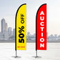 Feather Flags Promotional Flags VividAds.com.au Large (4800mm H) Poles + Case Double-sided (Double Impact) Premium Cross Base with Water Bag