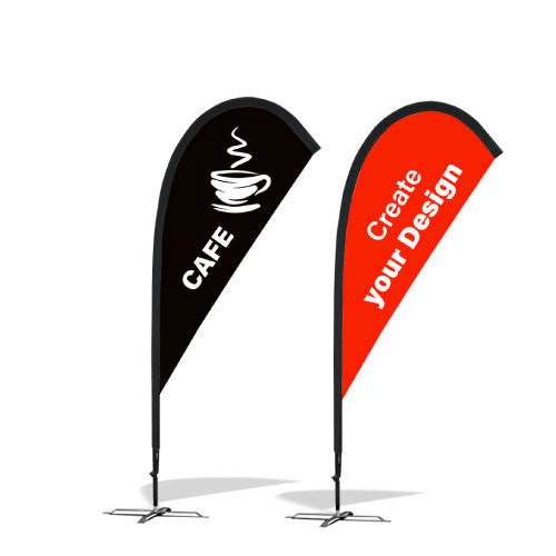 Teardrop Banners Promotional Flags Vivid Ads Medium (3000mm H) Poles + Carry Bag Single-sided Ground Spike - "included for free"